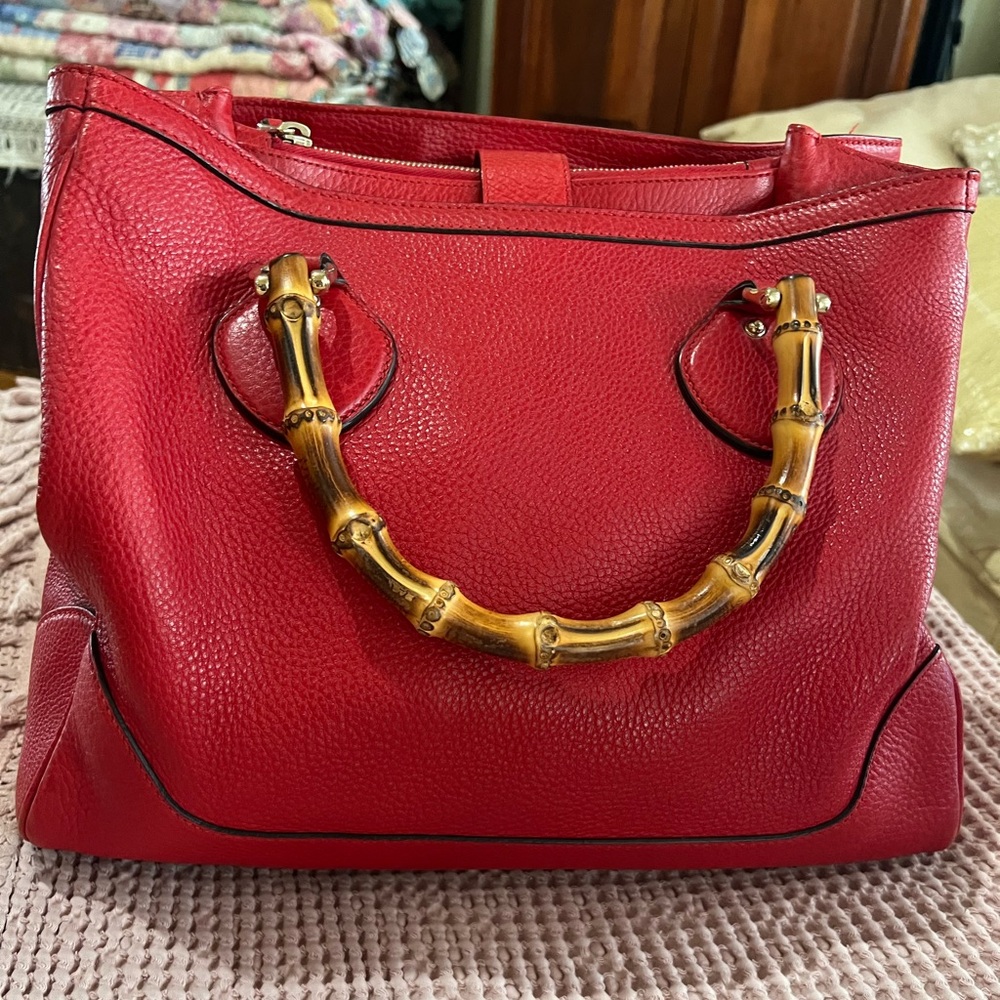 Gucci Diana Bamboo Top Handle Red Shoulder Tote Bag with Dustbag - Picture 3 of 13